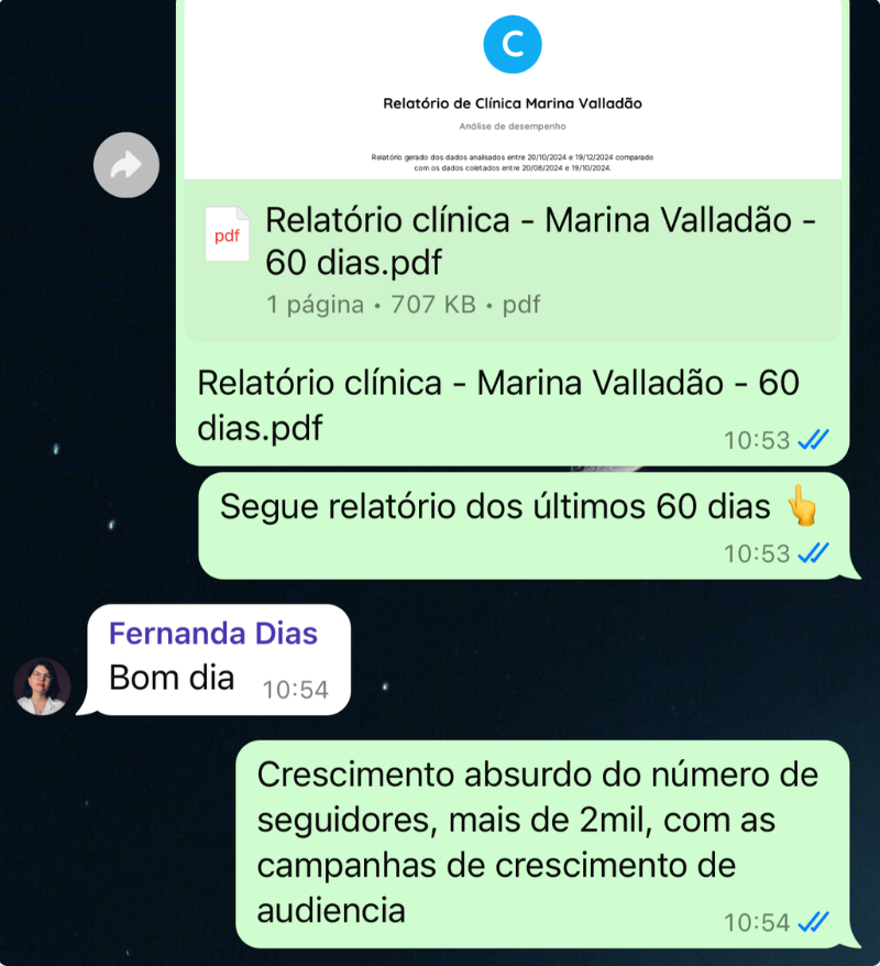 Print de crescimento de seguidores